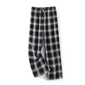Unisex black and white plaid cotton pajama pants with elastic drawstring waist - Men's Black & White Plaid Trousers