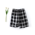 Classic black and white checkered cotton pajama shorts with adjustable drawstring waist - Women's Black & White Plaid Shorts