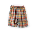 Colorful plaid cotton pajama shorts with elastic drawstring waist for men and women - Men's Rainbow Plaid Shorts