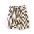 Men's minimalist beige striped cotton pajama shorts with elastic drawstring waist - Men's Black & Cream Striped Shorts