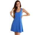 Women's royal blue cotton stretch racerback nightgown with a loose A-line silhouette - 2XL / Blue