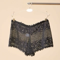 Shorty femme en dentelle florale noire transparente avec maille et bords en dentelle - Taille unique / Noir (NK873)