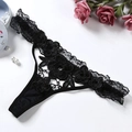 Tanga sexy pour femmes en dentelle noire avec broderie florale et mesh sur fond blanc - Style Dentelle Florale (NK1745) / Noir
