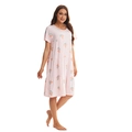 Dormilona rosa de manga corta para mujer con estampados de durazno y dobladillo - Talla única / Melocotón Rosa