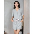 Set pigiama da donna in cotone modal grigio chiaro con ricamo a cuore e bordino - S / Grigio chiaro