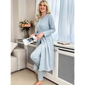 Ensemble pyjama trois pièces bleu clair pour femme avec robe et pantalon assorti - S / Ensemble trois pièces / Gris clair