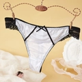 String sexy en satin blanc avec bordure en dentelle noire et nœud élégant - Nk5067-blanc Spécial / L