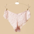 Culotte en dentelle rose pâle avec broderie florale et bordure festonnée sur cintre - Taille unique / Abricot (NK888)