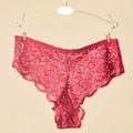 Culotte en dentelle rouge vin transparente pour femme avec motif floral ajouré délicat - Taille unique / Rouge Foncé (NK887)