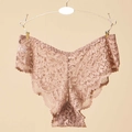 Culotte hipster en dentelle rose poudré avec motifs floraux et bords festonnés - Taille unique / Brun (NK887)