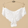 Culotte élégante en dentelle blanche transparente pour femme avec motifs floraux ajourés - Taille unique / Blanc (NK887)