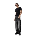 Ruime herenjeans met donkergrijs kleurverloop en zwart T-shirt met korte mouwen - S / Zwart