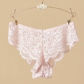Culotte en dentelle rose clair élégante avec mesh transparent et motifs floraux - Taille unique / Abricot (NK887)