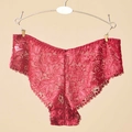 Culotte en dentelle rouge transparente avec motifs floraux et bords festonnés élégants - Taille unique / Rouge Foncé (NK881)