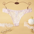 String en dentelle rose avec ceinture en soie et broderie sur cintre doré - Nk5073-rose / M