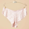 Culotte en dentelle florale rose clair transparente avec bords festonnés délicats - Taille unique / Abricot (NK881)