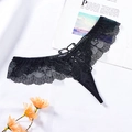 String sexy en dentelle noire pour femme avec broderie papillon 3D et petits strass brillants - Taille unique / Style NK1250 (NK1250-黑色) / Noir