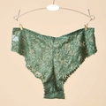 Culotte shorty en dentelle vert foncé avec motif floral et bordure festonnée - Taille unique / Vert (NK881)