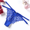 Royal blue lace thong with strappy cutout design and rhinestone detail for women - One Size / NK1365 Style (NK1365-蓝色) / Blue