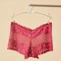 Culotte boxer en dentelle florale rose magenta transparente pour femme - Taille unique / Rouge Foncé (NK873)