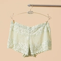 Culotte shorty femme en dentelle vert menthe avec broderie florale ajourée élégante - Taille unique / Vert Clair (NK873)