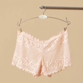 Culotte boxer en dentelle pêche pour femme avec bordure cils et mesh transparent - Taille unique / Abricot (NK873)