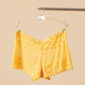 Shorty en résille jaune vif pour femmes avec détails en dentelle florale - Taille unique / Jaune (NK873)