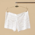 Culotte boxer en dentelle blanche transparente avec broderie florale et cils - Taille unique / Blanc (NK875)