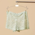 Culotte shorty en dentelle florale vert clair pour femme avec mesh transparent - Taille unique / Vert Clair (NK875)