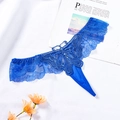 Royal blue lace G-string with butterfly applique and rhinestone accents for women - One Size / NK1250 Style (NK1250-蓝色) / Blue