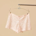 Boxer en dentelle florale pour femme en rose clair avec finitions en dentelle cils - Taille unique / Abricot (NK875)