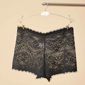 Shorty en dentelle noire transparente avec motifs floraux vintage et bords cils - Taille unique / Noir (NK875)