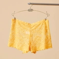 Culotte boxer en dentelle florale jaune vif avec bordure délicate en dentelle cils - Taille unique / Jaune (NK875)