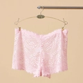 Culotte boxer en dentelle rose transparente avec broderie et bordure en cils - Taille unique / Rose (NK875)