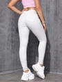 Jean skinny blanc taille haute pour femme avec effet push up et coupe ajustée - Blanc
