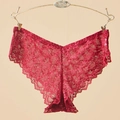 Culotte shorty femme en dentelle rouge foncé avec motifs floraux et taille basse - Taille unique / Rouge Foncé (NK888)