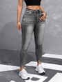 Jean skinny taille haute gris anthracite délavé avec moustaches et coupe moulante sexy - Gris Moyen Clair