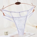 White lace multi-strap thong with bows and rhinestones on a rose gold hanger - One Size / NK1348 Style (NK1348-白色) / White
