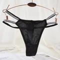 Black mesh thong with silver glitter straps on a rose gold hanger for women - One Size / Black Mesh Multi-Strap Style(NK2135-Black)