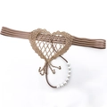 Sexy heart-shaped golden lace thong with elastic straps and elegant white pearl detail - One Size / Brown Pearl Heart Lace Style(NK2005-Brown)