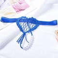 Royal blue sexy lace G-string with heart embroidery and pearl chain detail - One Size / Blue Pearl Heart Lace Style(NK2005-Blue)