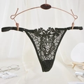 Lace thong underwear in dark olive green featuring floral embroidery and adjustable straps - One Size / Dark Green Adjustable Embroidered Lace Style(NK2133-Dark Green)