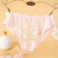 Elegant pink lace thong for women with floral mesh design and decorative silk bow - One Size / Pink Lace Sheer Bow Style(NK2008-Pink)