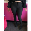 Damen Slim-Fit High-Waist Stretch-Leggings in Schwarz mit Metallknopf und Reißverschluss - S / Schwarz