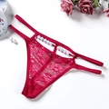String en dentelle rouge pour femmes avec perles blanches et strass bleu sarcelle - Broderie Florale (nk1799-1) / Bordeaux