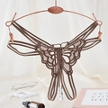 String en dentelle marron avec design papillon évidé au dos et détails de perles - String Ajouré Papillon (NK1932) / Marron