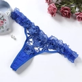 String sexy bleu roi en dentelle avec broderie florale et volants pour femmes - Style Dentelle Florale (NK1745) / Bleu