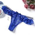 String en dentelle bleu roi avec volants et ceinture en strass pour femmes - Style Volanté en Dentelle (NK1787) / Bleu