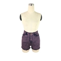 Short en jean taille haute pour femme, délavage neige violet avec ourlets à franges - S / Violet
