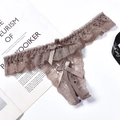 String en dentelle marron pour femme avec motifs floraux, nœuds et perle - Style avec Décoration Nœud (NK1756) / Marron